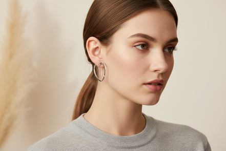 SILVER HEART EARRINGS  #HNE70427_SILVER (HF15)