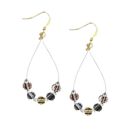 3TONE HAMMERED METAL EARRINGS  #HNE78196_3TONE