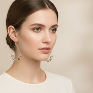 3TONE HAMMERED METAL EARRINGS  #HNE78196_3TONE