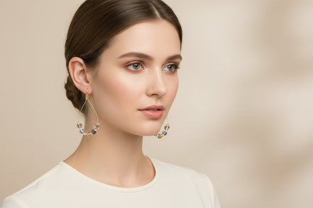 3TONE HAMMERED METAL EARRINGS  #HNE78196_3TONE