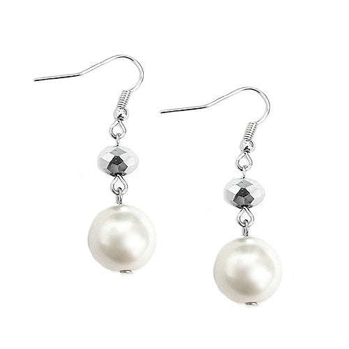 SILVER-CREAM PEARL EARRINGS  #HNE92181_SIL-CRM (RB8)