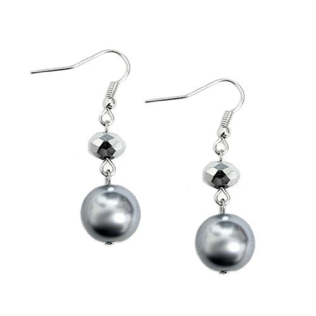 GRAY PEARL EARRINGS  #HNE92181_GREY (RA8)