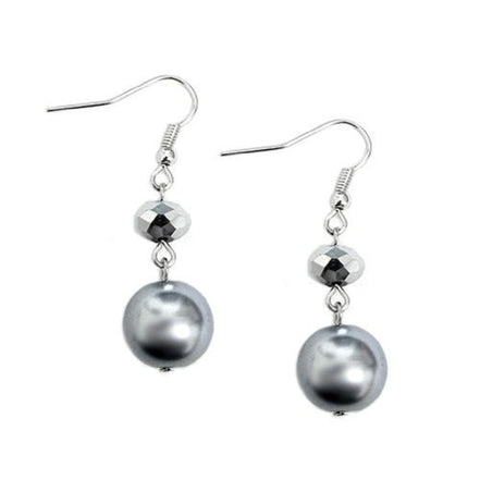 GRAY PEARL EARRINGS  #HNE92181_GREY (RA8)