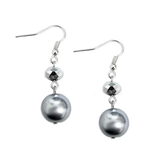GRAY PEARL EARRINGS  #HNE92181_GREY (RA8)