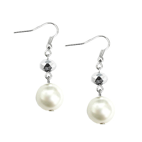 Hematite Glass Crystal Dangling Earrings        