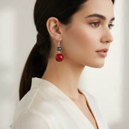 BLACK EARRINGS  #HNE92185_RED-JET (RA9)