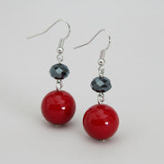 BLACK EARRINGS  #HNE92185_RED-JET (RA9)