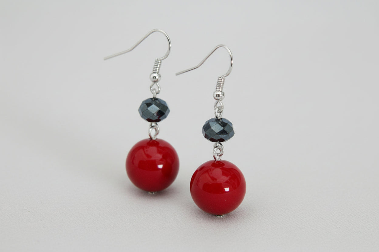 BLACK EARRINGS  #HNE92185_RED-JET (RA9)