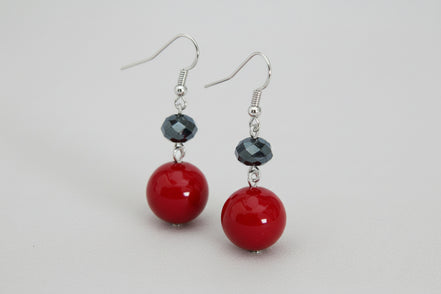 BLACK EARRINGS  #HNE92185_RED-JET (RA9)