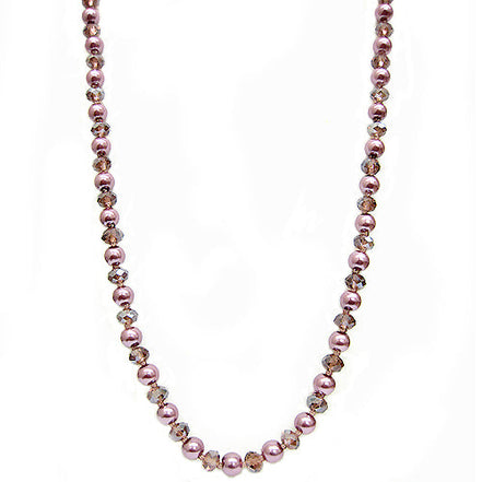 AMETHYST PEARL & CRYSTAL BEAD NECKLACE  #HNN21411_AMY (MH11)