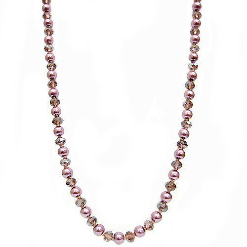AMETHYST PEARL & CRYSTAL BEAD NECKLACE  #HNN21411_AMY (MH11)
