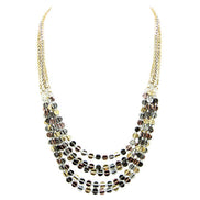 3TONE HAMMERED METAL BEAD NECKLACE  #HNN78196_3TONE (EH3)