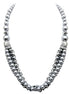 Hematite Glass Crystal and Silver Metal Chain Fashion Necklace    