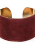 Gold Base Wine Color Laminated Velvet Cuff Bracelet