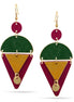 FUCHSIA AND GREEN MIX PATINA FINISHED DROP EARRINGS