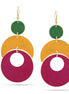 FUCHSIA YELLOW AND GREEN MIX PATINA FINISHED ROUND DROP EARRINGS