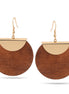 Gold Natural Wood Drop Earrings