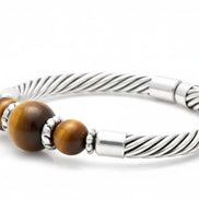BROWN TIGER EYE CABLE STRETCH BRACELET  #SB15142-1_TIGER (BC13)