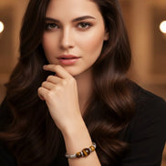 BROWN TIGER EYE CABLE STRETCH BRACELET  #SB15142-1_TIGER (BC13)