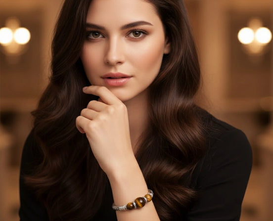 BROWN TIGER EYE CABLE STRETCH BRACELET  #SB15142-1_TIGER (BC13)