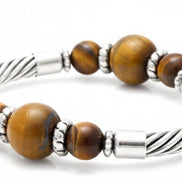 BROWN TIGER EYE CABLE STRETCH BRACELET  #SB15142-1_TIGER (BC13)