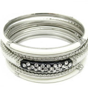 SILVER-BLACK FABULOUS SET OF 9PCS BANGLES  #PB8784_S-BLACK (LE12)