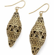 GOLD GOURD SHAPE FILIGREE EARRINGS  #HNE27316_GOLD (JD7)