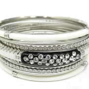 SILVER-BLACK FABULOUS SET OF 9PCS BANGLES  #PB8784_S-BLACK (LE12)