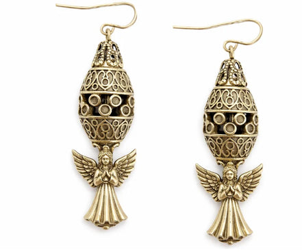 GOLD GOURD SHAPE FILIGREE EARRINGS  #HNE27316_GOLD (JD7)