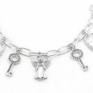 SILVER LOCK AND KEY CHARM BRACELET  #CB3140_SILVER (AF6)
