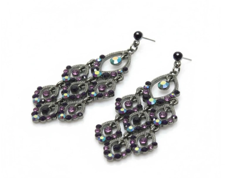 HEMATITE AMETHYST TWINKLE CHANDELIER EARRINGS  #HNE0430_HEM-AMY (ME16)