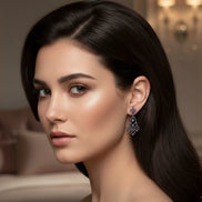 HEMATITE AMETHYST TWINKLE CHANDELIER EARRINGS  #HNE0430_HEM-AMY (ME16)