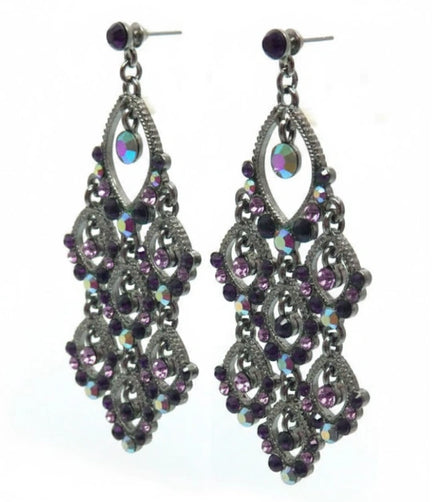 HEMATITE AMETHYST TWINKLE CHANDELIER EARRINGS  #HNE0430_HEM-AMY (ME16)