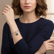 SILVER LOCK AND KEY CHARM BRACELET  #CB3140_SILVER (AF6)