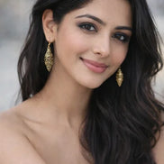 GOLD GOURD SHAPE FILIGREE EARRINGS  #HNE27316_GOLD (JD7)