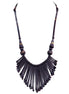Navy Blue Metal Waterfall Bib Necklace