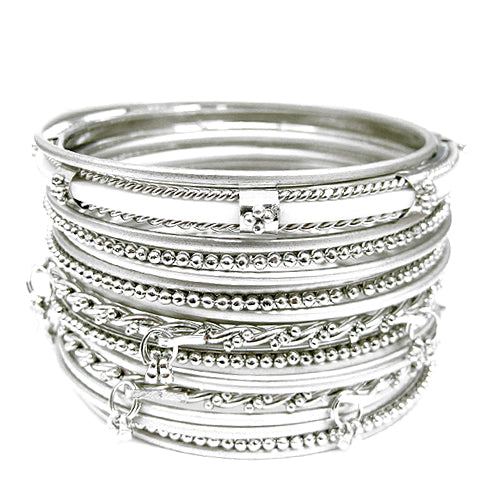 SILVER MULTI COLOR BANGLE SET  #KB00770_SILVER (RB4)