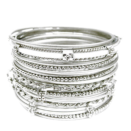 SILVER MULTI COLOR BANGLE SET  #KB00770_SILVER (RB4)