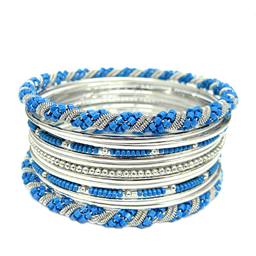SILVER BLUE BANGLE SET  #KB01044_S-BLUE (UA4/RH17/XA8)