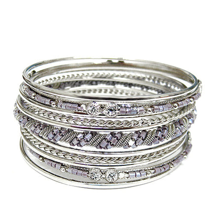 SILVER BANGLE SET  #KB01045_SILVER (RA15)