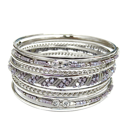 SILVER BANGLE SET  #KB01045_SILVER (RA15)