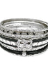 SILVER BLACK BANGLE SET  #KB01049_S-BLACK (JB4)