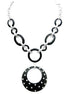 Matt Silver Metal Polka Dot Round Pendant Chain Necklace