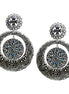 SILVER ORNATE FILIGREE FLORAL CHUNKY EARRINGS  #HNE8338_SILVER (KF2)