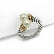 TWO-TONE CREAM PEARL RING #SRJ2339-TT#9