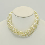 Gold Tone Metal Multi-Layer Faux Pearl Short Necklace #HNN81337_GLD-CRM (ZD9)