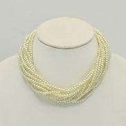 Gold Tone Metal Multi-Layer Faux Pearl Short Necklace #HNN81337_GLD-CRM(DB1)