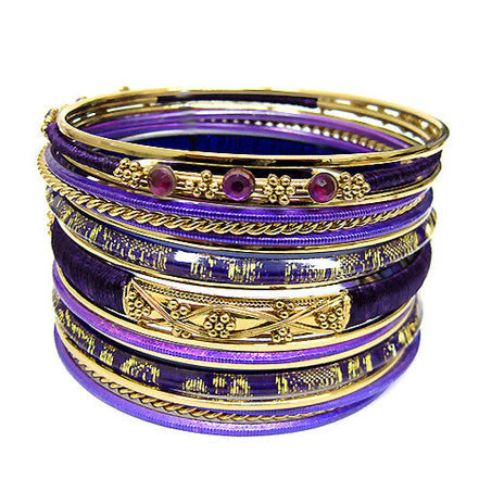 GOLD-PURPLE BANGLE SET  #VB17290PLUS_PPL (OC7)