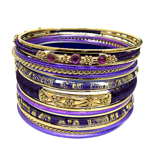 GOLD-PURPLE BANGLE SET  #VB17290PLUS_PPL (OC7)