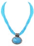 Turquoise Oval Pendant with Seed Beaded Necklace